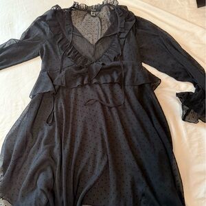 Forever 21 Black Mesh Polka Dot Top